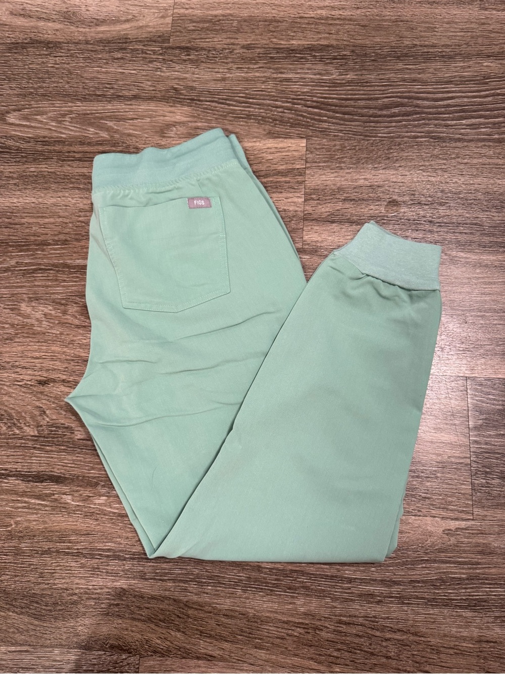 Figs Women’s Zamora Jogger Pants in Sage Green with Neon Orange Drawcord - Picture 3 of 5